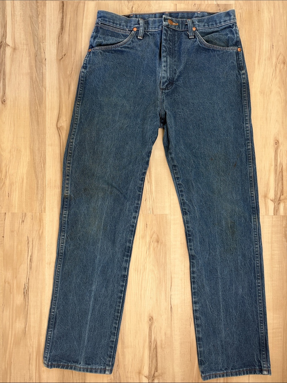 100% cotton Classic Men's Blue Straight-Leg Jeans